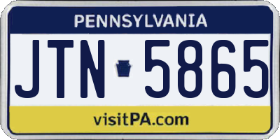 PA license plate JTN5865