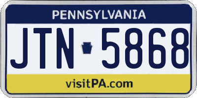 PA license plate JTN5868