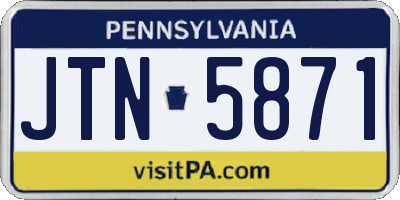 PA license plate JTN5871