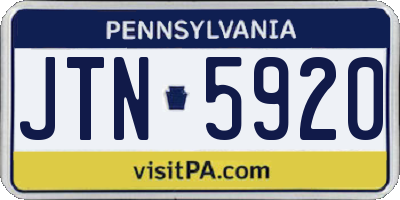 PA license plate JTN5920