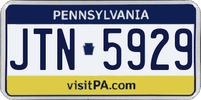 PA license plate JTN5929