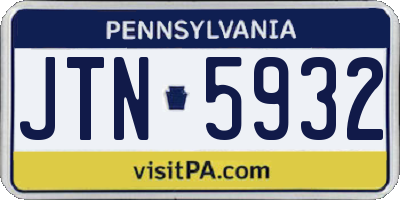PA license plate JTN5932
