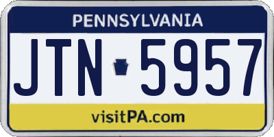 PA license plate JTN5957