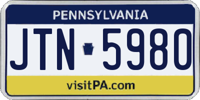 PA license plate JTN5980