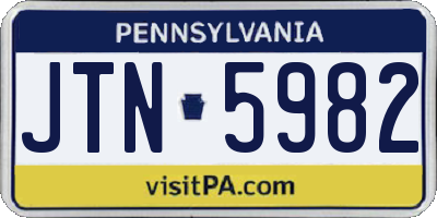 PA license plate JTN5982