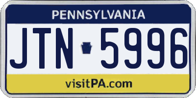 PA license plate JTN5996