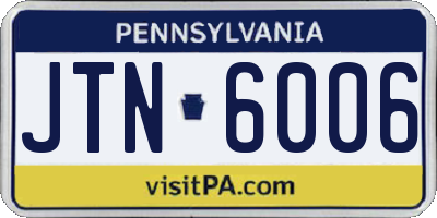 PA license plate JTN6006