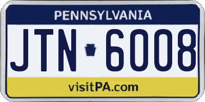 PA license plate JTN6008