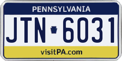 PA license plate JTN6031