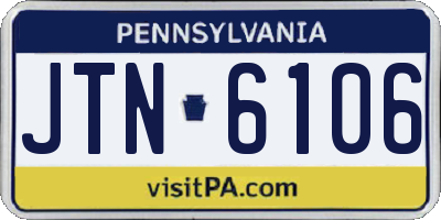 PA license plate JTN6106