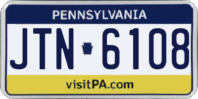 PA license plate JTN6108