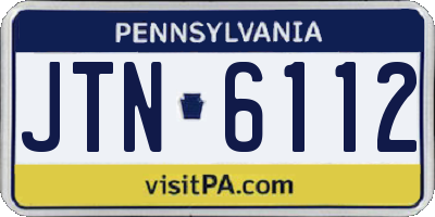 PA license plate JTN6112