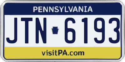 PA license plate JTN6193