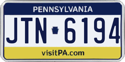 PA license plate JTN6194