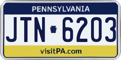 PA license plate JTN6203