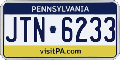 PA license plate JTN6233