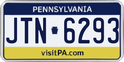 PA license plate JTN6293