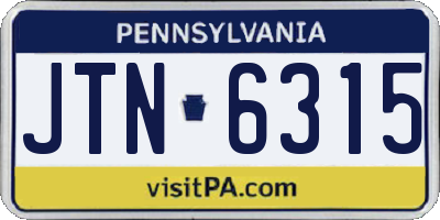 PA license plate JTN6315