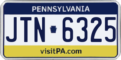 PA license plate JTN6325