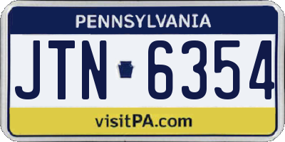 PA license plate JTN6354
