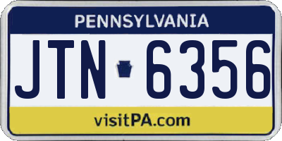 PA license plate JTN6356