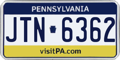 PA license plate JTN6362