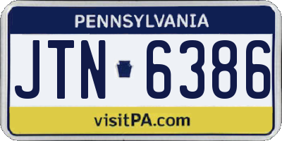 PA license plate JTN6386