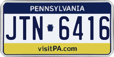 PA license plate JTN6416