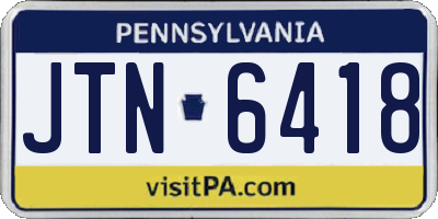 PA license plate JTN6418