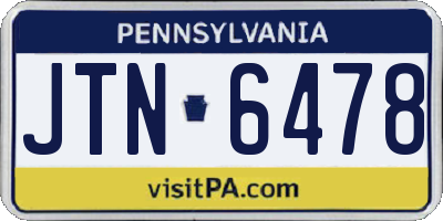 PA license plate JTN6478
