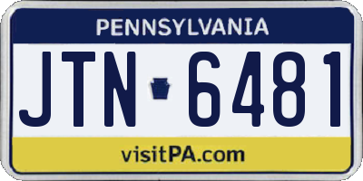PA license plate JTN6481