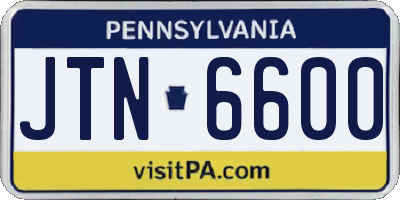 PA license plate JTN6600