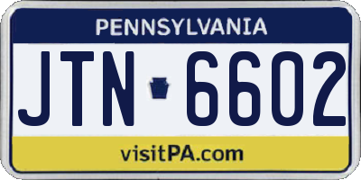 PA license plate JTN6602