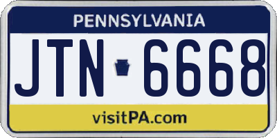 PA license plate JTN6668