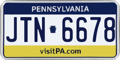 PA license plate JTN6678