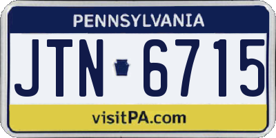 PA license plate JTN6715