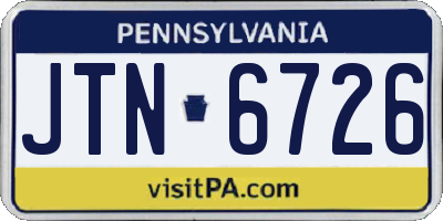 PA license plate JTN6726