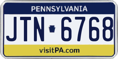 PA license plate JTN6768