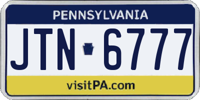 PA license plate JTN6777