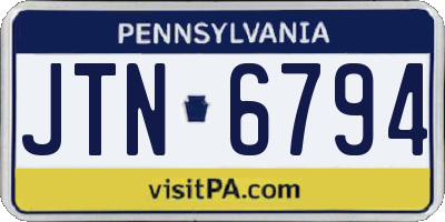 PA license plate JTN6794