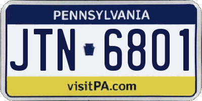 PA license plate JTN6801
