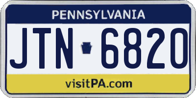 PA license plate JTN6820