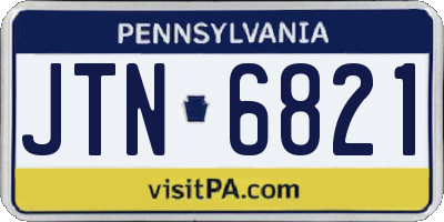 PA license plate JTN6821
