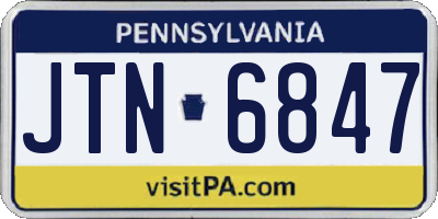 PA license plate JTN6847