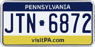 PA license plate JTN6872