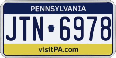PA license plate JTN6978