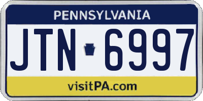 PA license plate JTN6997