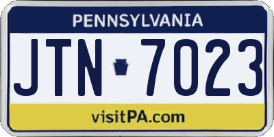 PA license plate JTN7023