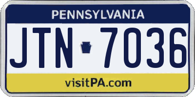 PA license plate JTN7036