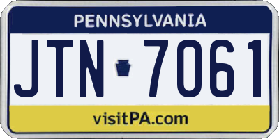 PA license plate JTN7061